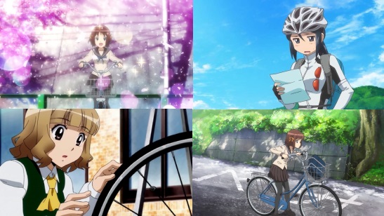 prompthunt: a girl cycling along a path with her cat in a basket on the  front of the bike, wide shot, peaceful and serene, incredible perspective,  anime scenery by Makoto Shinkai and
